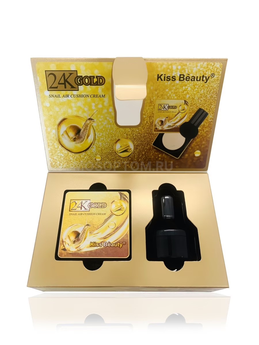 Кушон для лица с золотом и муцином улитки Kiss Beauty 24K Gold Snail Air Cushion Cream 20мл оптом - Фото №4