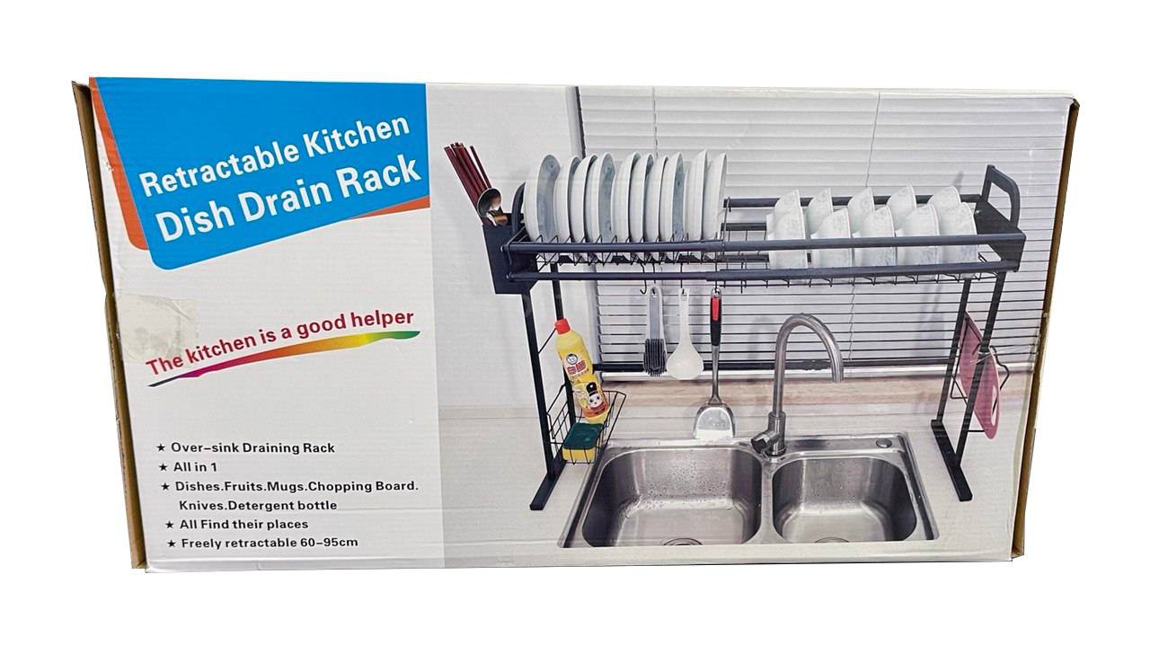 Кухонный стеллаж подставка для сушки посуды над раковиной Retractable Kitchen Dish Drain Rack оптом