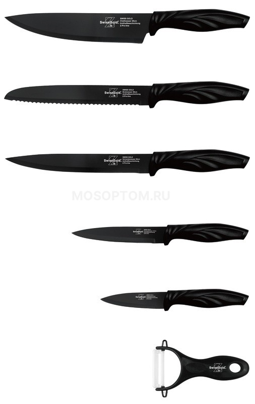 Набор кухонных ножей Swiss Gold SG-9252 5 ножей и овощечистка оптом
