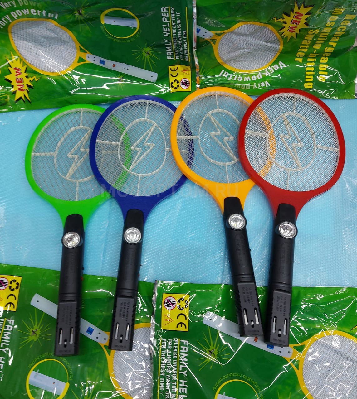 Электрическая мухобойка с подсветкой Rechargeable Mosquito-hitting Swatter оптом - Фото №2