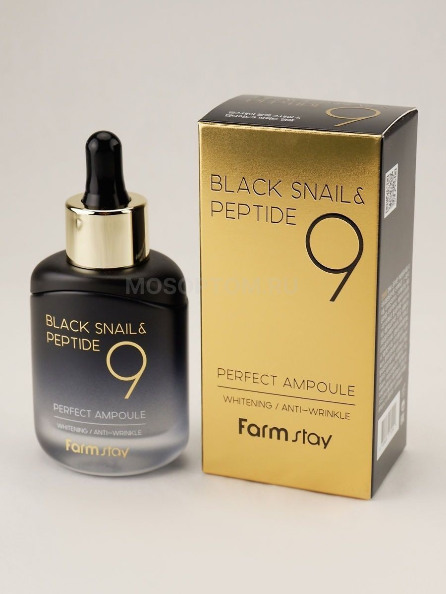Ампульная сыворотка с муцином черной улитки и пептидами FarmStay Black Snail&Peptide Ampoule 35мл оптом - Фото №3