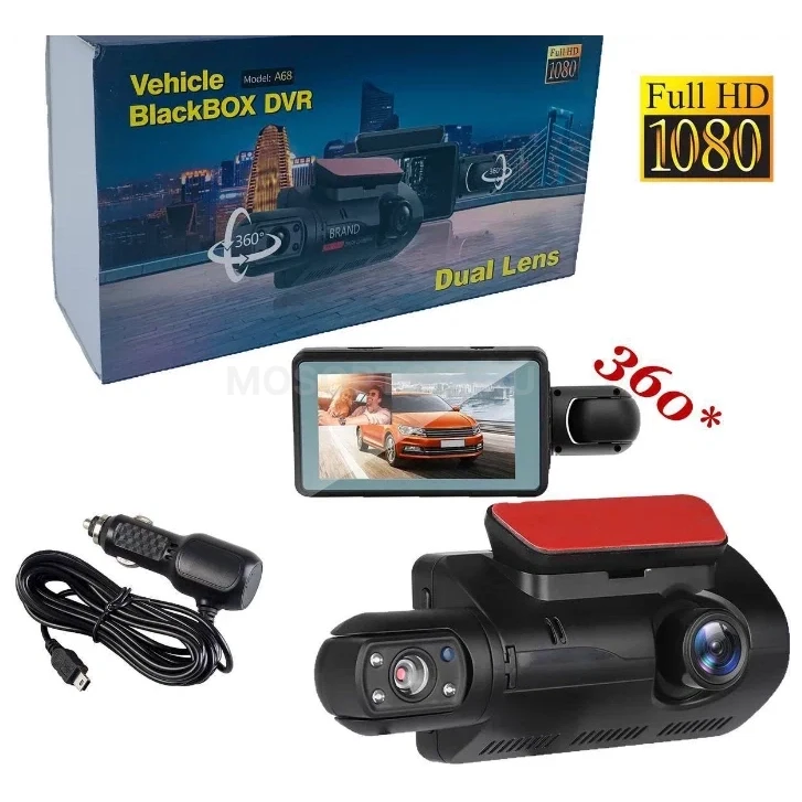 Автомобильный видеорегистратор BlackBOX DVR A68 Dual Lens, 2 камеры, Full HD 1080 оптом