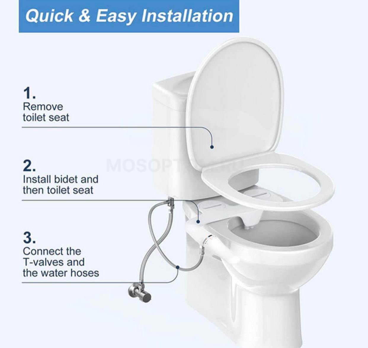 Биде-накладка гигиенический душ для унитаза Toilet Bidet Attachment оптом - Фото №6