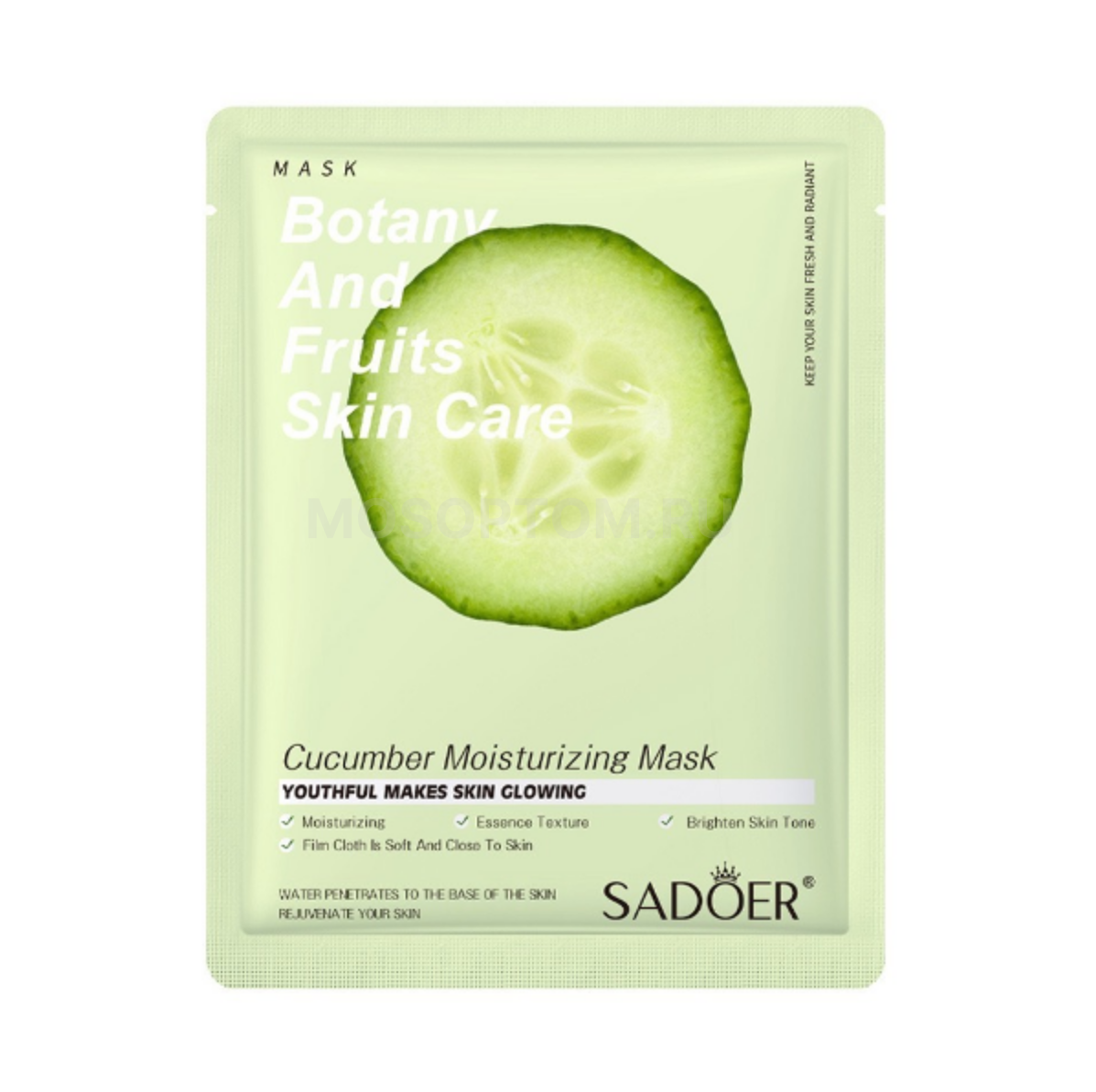 Тканевая маска для лица с экстрактом огурца Sadoer Botany And Fruits Skin Care Cucumber Moisturizing Mask 25мл оптом