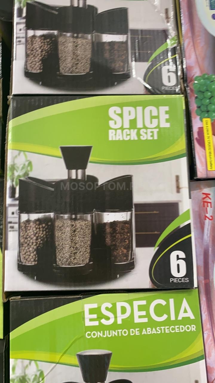 Набор емкостей для специй на подставке с вращением Spice Rack Set 6шт оптом - Фото №3