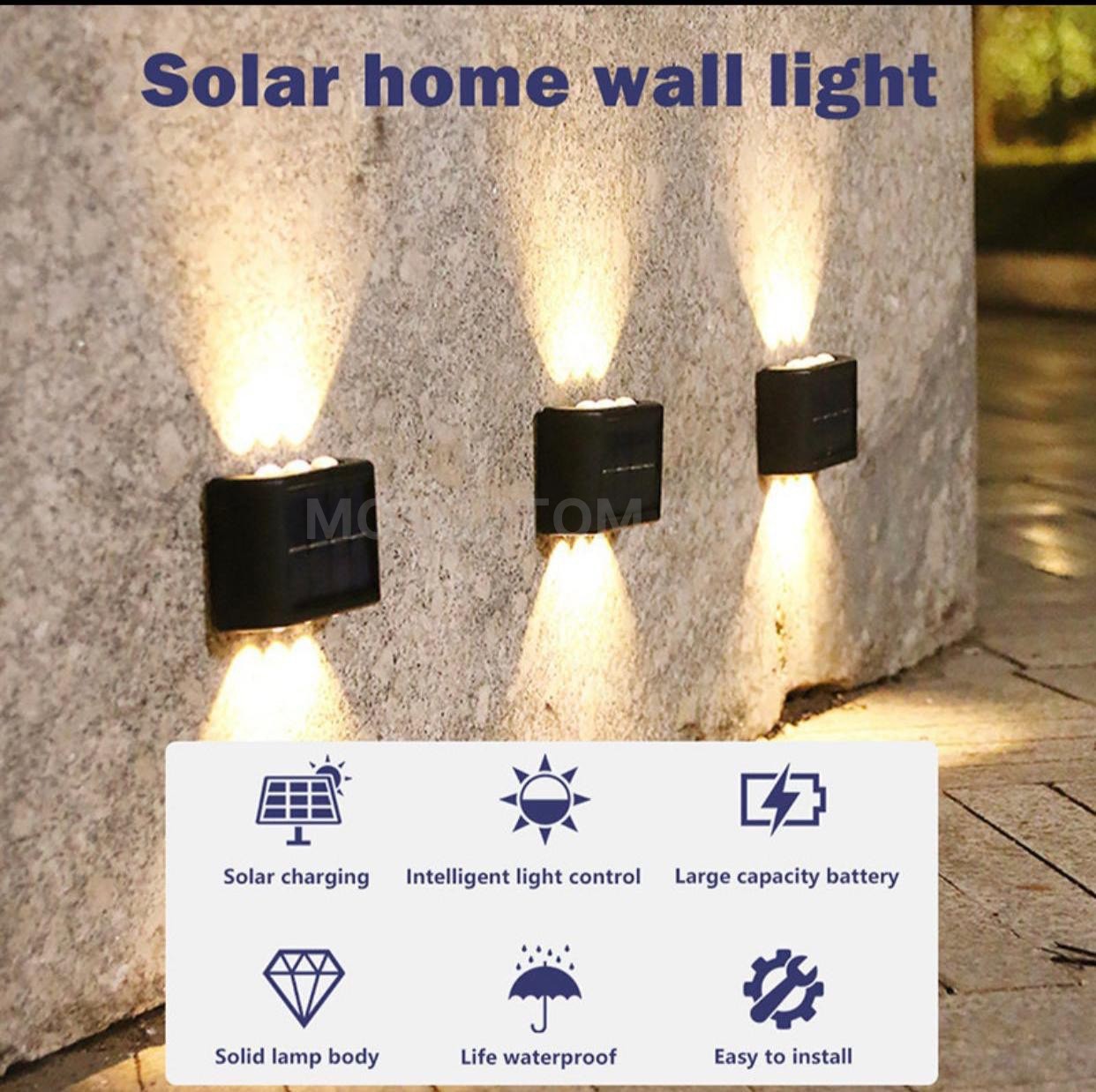 Светильник настенный LED Solar Wall Lamp IP65, 8.9x2.3x5.7см, LED-6-1.2V оптом - Фото №3