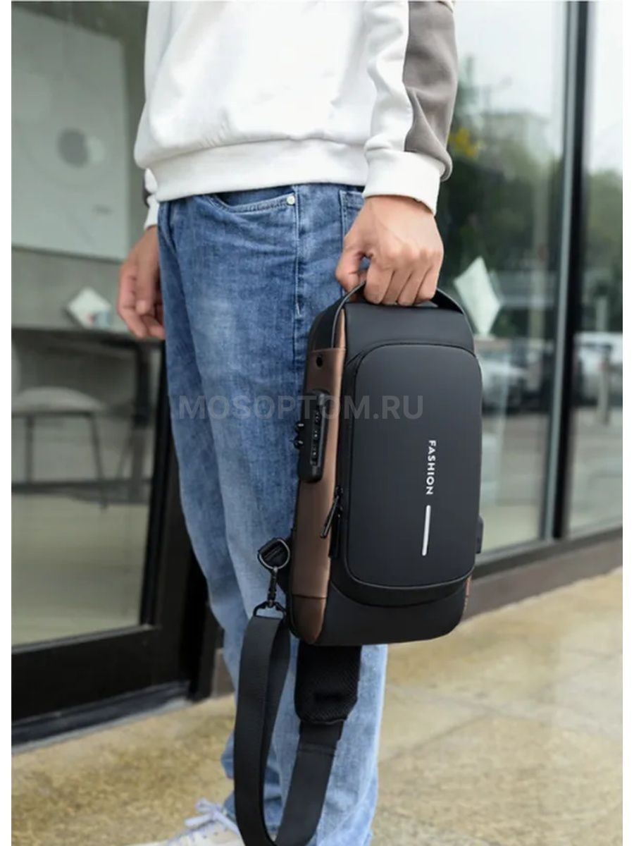Мужская сумка кросс-боди с внешним USB-портом и кодовым замком Fashion оптом - Фото №13