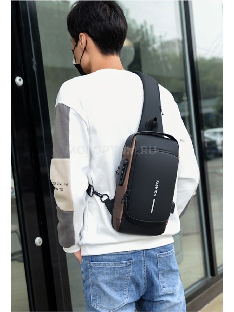 Мужская сумка кросс-боди с внешним USB-портом и кодовым замком Fashion оптом - Фото №12