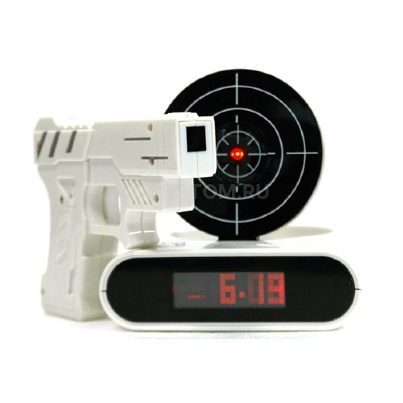 Будильник-мишень с лазерным пистолетом Sharper Image Laser Target Alarm Clock оптом - Фото №5