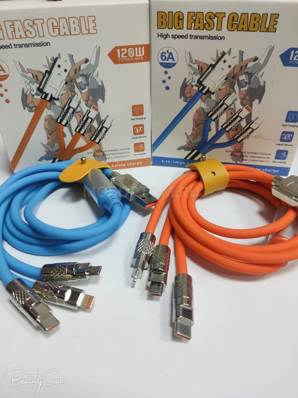 Кабель зарядный 3в1 Big Fast Cable 6А, 120Вт, Type-C, Micro USB оптом - Фото №2