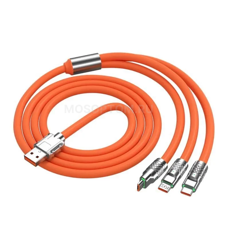Кабель зарядный 3в1 Big Fast Cable 6А, 120Вт, Type-C, Micro USB оптом