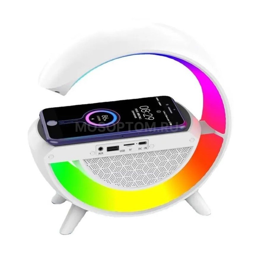 Настольная Bluetooth колонка с зарядным устройством и функцией ночника LED Wireless Charging Speaker BT2301 оптом