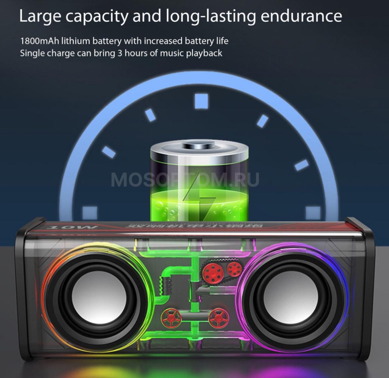 Беспроводная Bluetooth колонка с подсветкой RGB BT5.3 Dual 10W Speaker Rohs V8 оптом - Фото №5