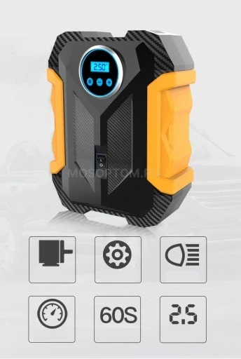Автомобильный компрессор 12В со светодиодным ЖК-дисплеем CarSun Portable Air Pump оптом - Фото №6
