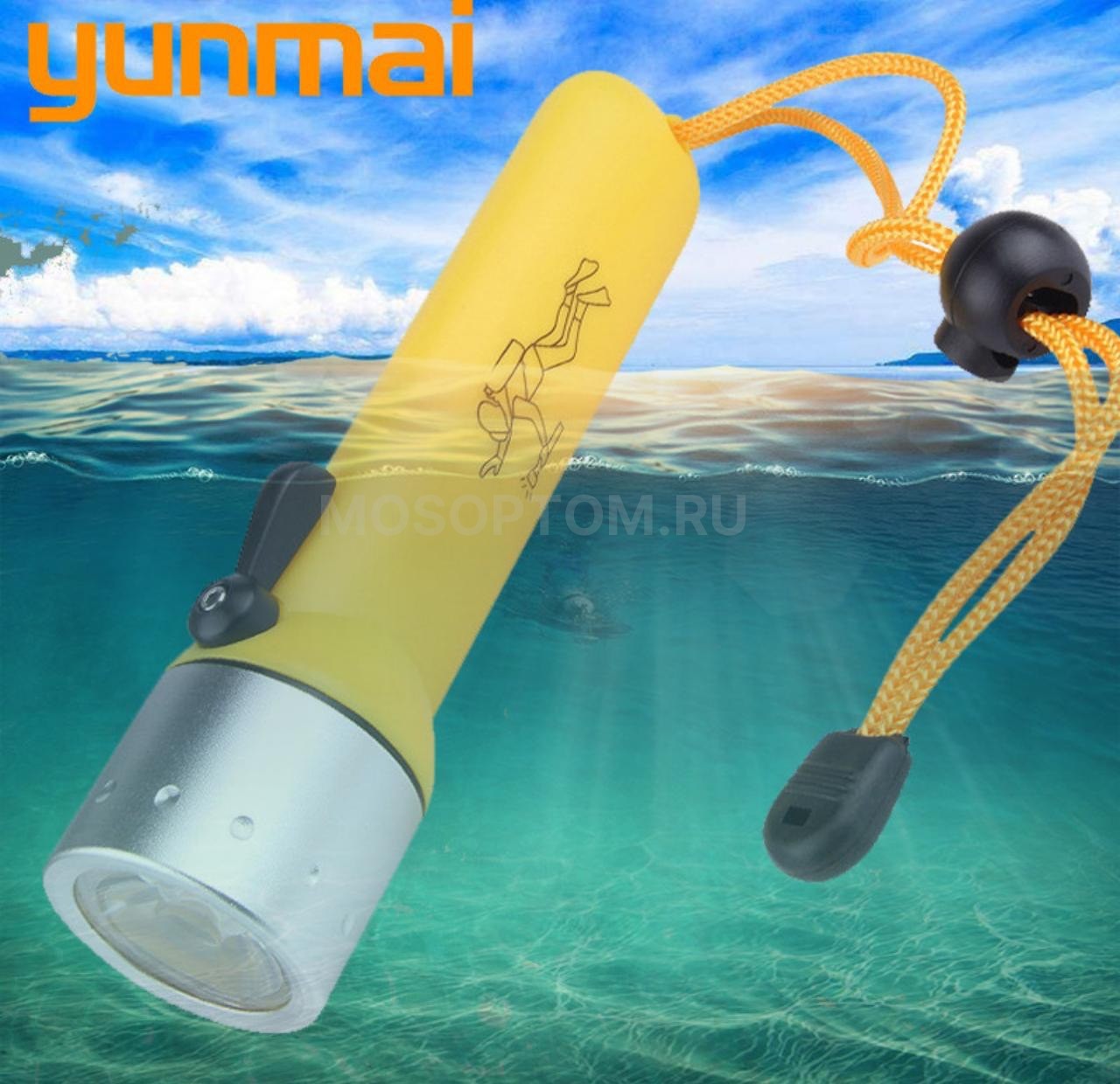Фонарик для подводного плавания, для дайвинга Professional Flashlight for Diving Shallow Light оптом - Фото №3