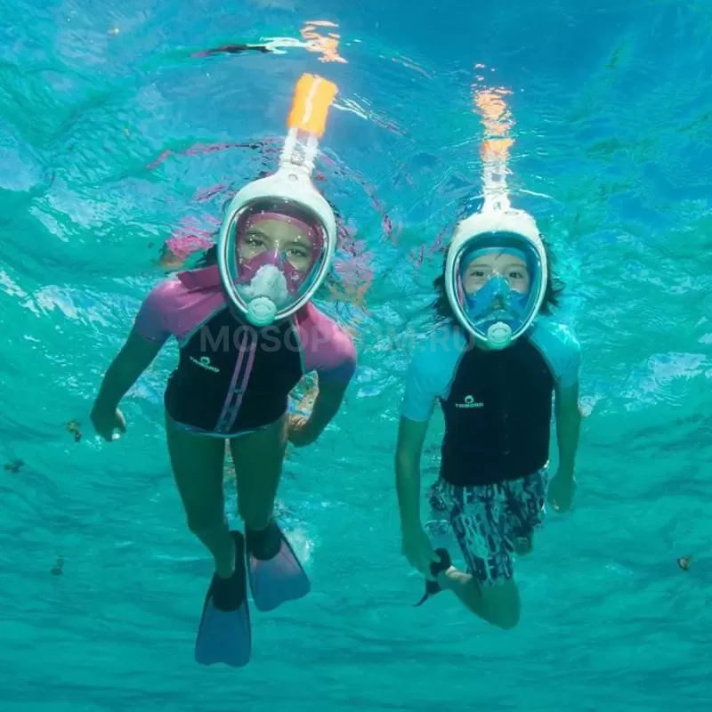 Маска детская для подводного плавания и снорклинга полнолицевая Free Breath оптом - Фото №4