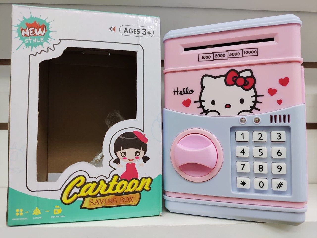 Детская копилка-сейф с кодовым замком Hello Kitty Cartoon Saving Box оптом - Фото №2