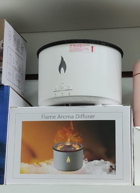 Аромадиффузор-увлажнитель воздуха с имитацией пламени Вулкан Flame Aroma Diffuser белый оптом - Фото №2