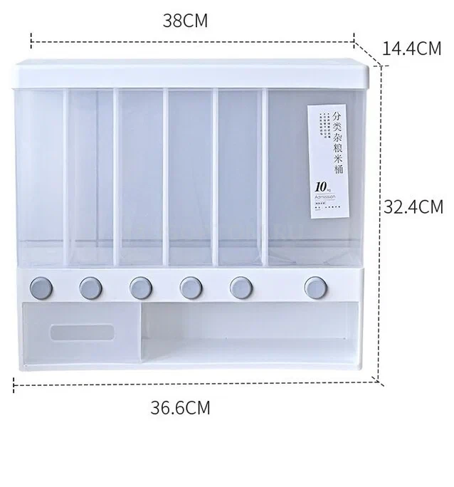 Многосекционный контейнер с дозатором для хранения сыпучих продуктов и круп Multifunctional Household Rice Bucket оптом