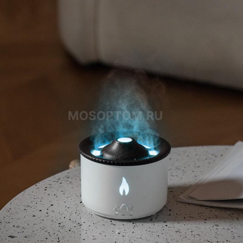 Аромадиффузор-увлажнитель воздуха с имитацией пламени Вулкан Flame Aroma Diffuser белый оптом - Фото №10
