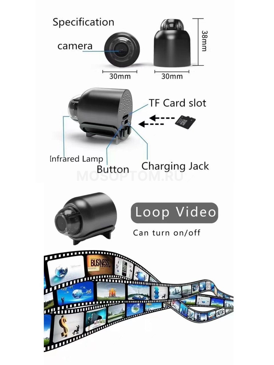 Беспроводная мини Wi-Fi камера видеонаблюдения 1080P HD оптом - Фото №3