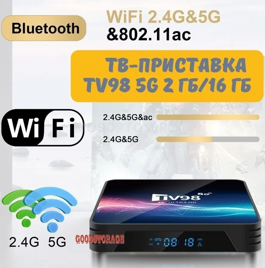 Приставка для телевизора WiFi 4K Ultra HD Android Bluetooth TV98 5G оптом - Фото №6