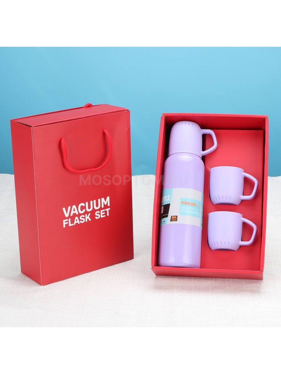 Набор термос для чая стальной с кружками Vacuum Flask Set оптом - Фото №5