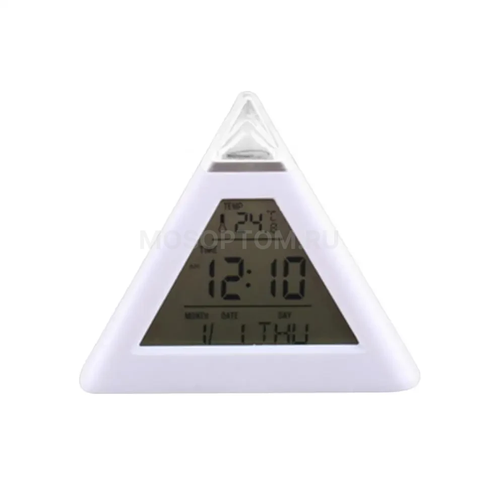 Светодиодный цифровой ЖК-будильник-часы Светящяяся Пирамида оптом