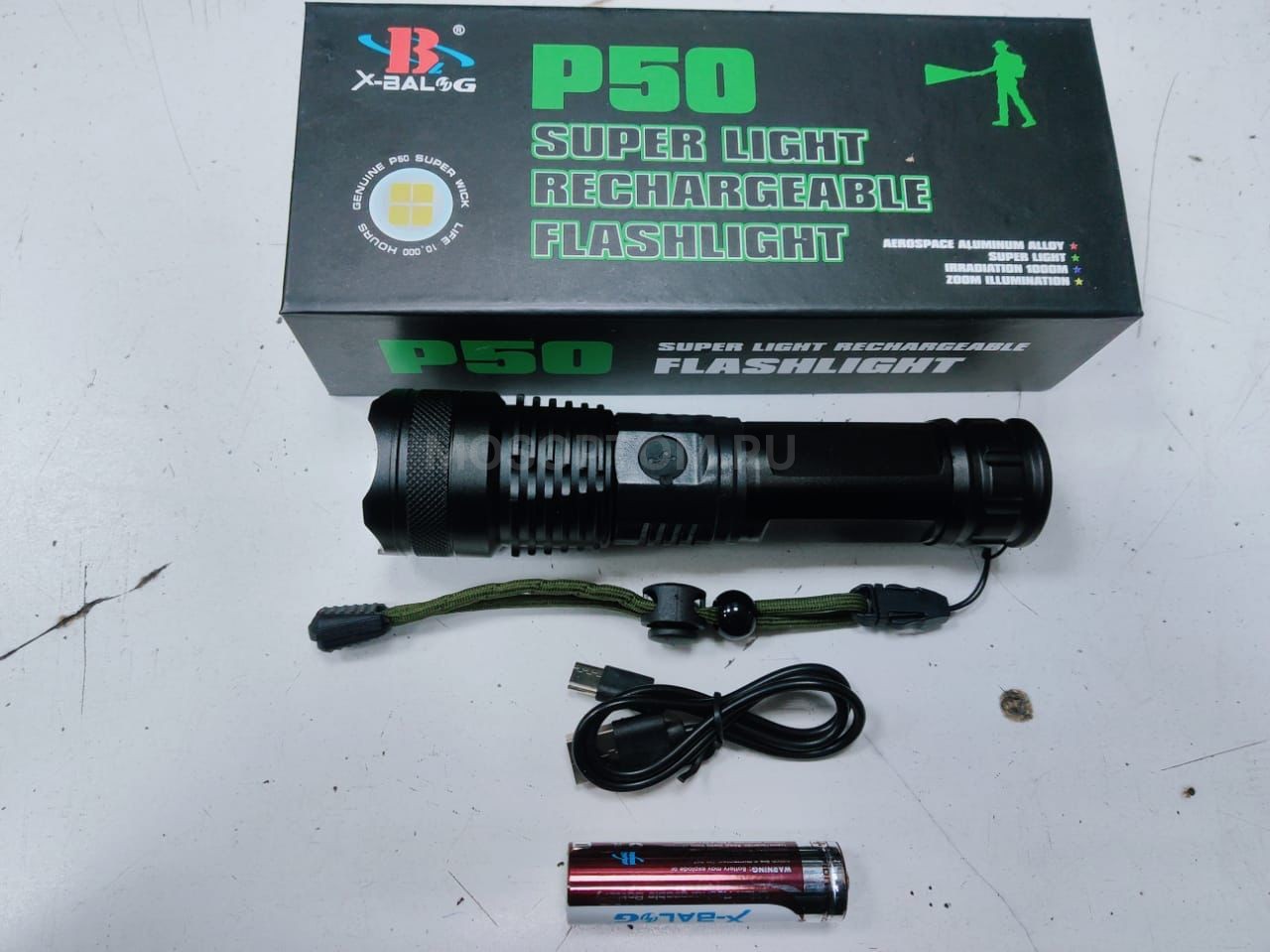 Аккумуляторный ручной фонарь X-Balog P50 Super Light Rechargeable Flashlight оптом - Фото №2