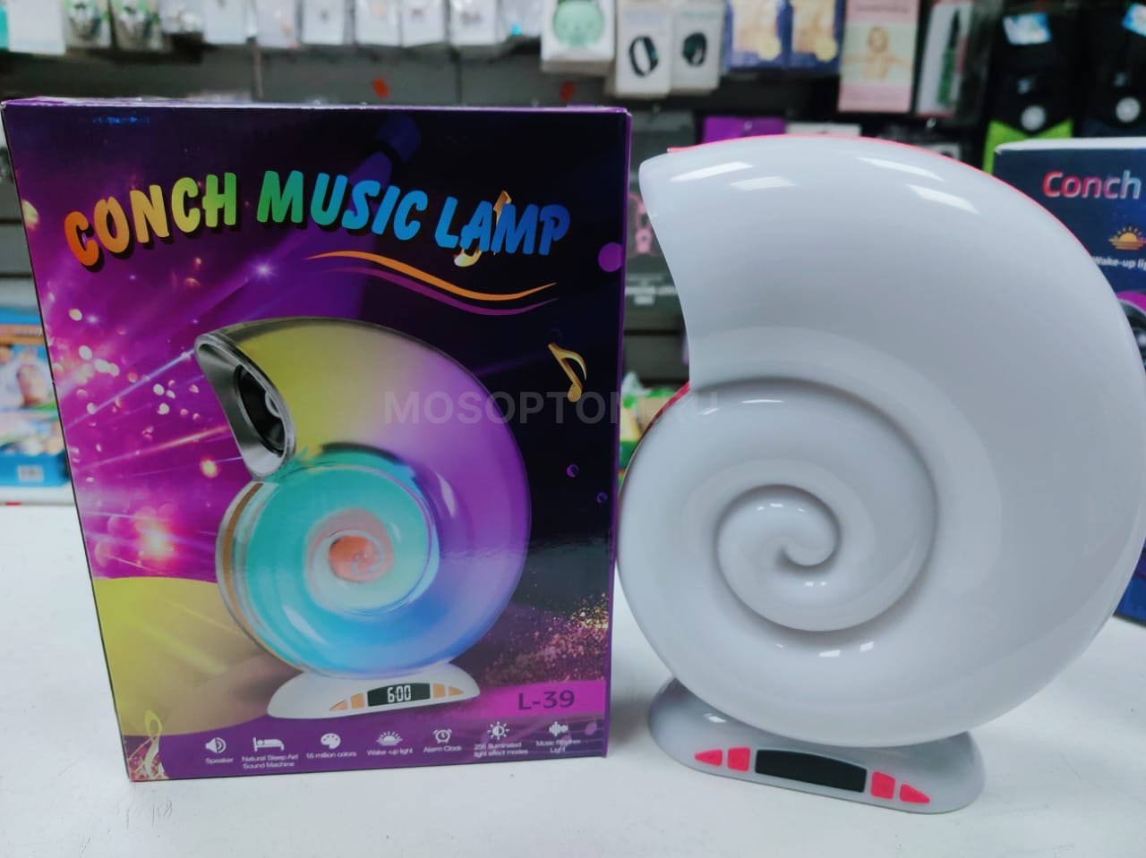 Музыкальный многофункциональный ночник, bluetooth колонка Ракушка Conch Music Lamp оптом - Фото №2