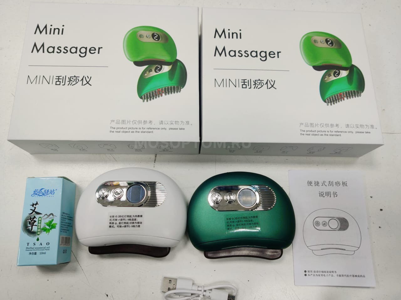 Мини-массажер для лица и шеи 3в1 микротоковый, вибрационный Mini Massager с маслом оптом - Фото №2