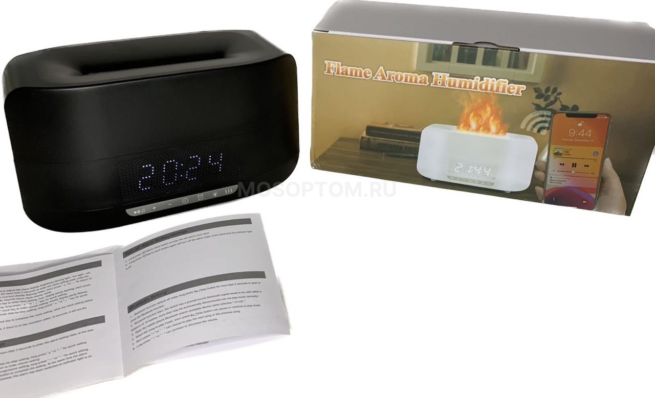 Ультразвуковой аромадиффузор с имитацией огня и часами Flame Aroma Humidifier на пульте оптом - Фото №8