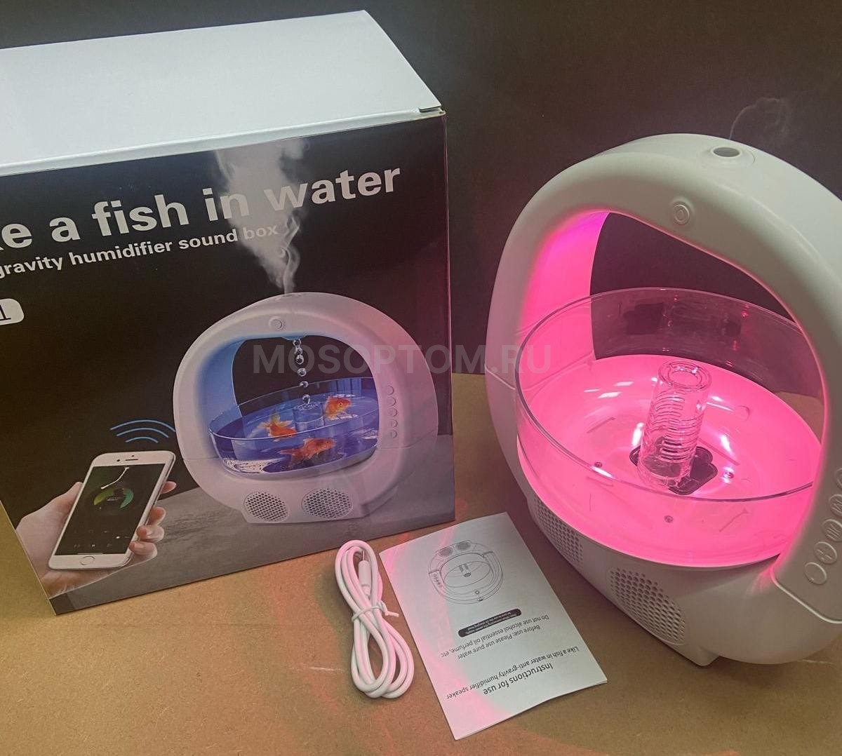 Антигравитационный увлажнитель воздуха с Bluetooth-динамиками Аквариум Like a fish in water Y11 оптом - Фото №3