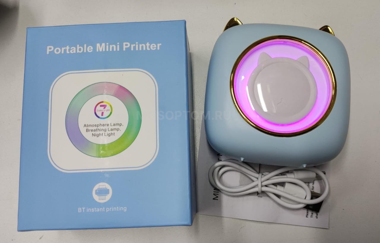 Портативный мини-принтер Portable Mini Printer с ушками оптом - Фото №4