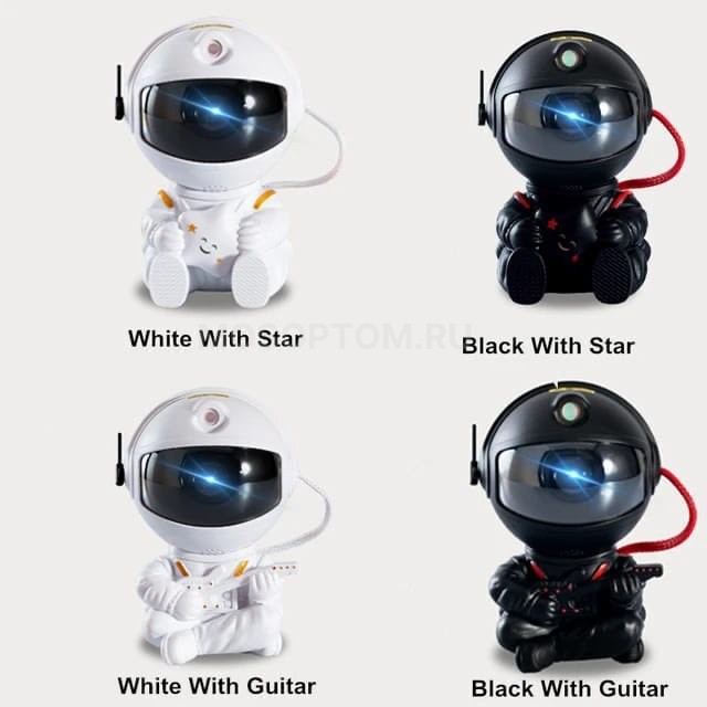 Лазерный проектор-ночник Астронавт с гитарой Astronaut Nebula Projector белый оптом - Фото №2