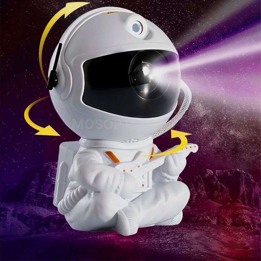 Лазерный проектор-ночник Астронавт с гитарой Astronaut Nebula Projector белый оптом - Фото №3