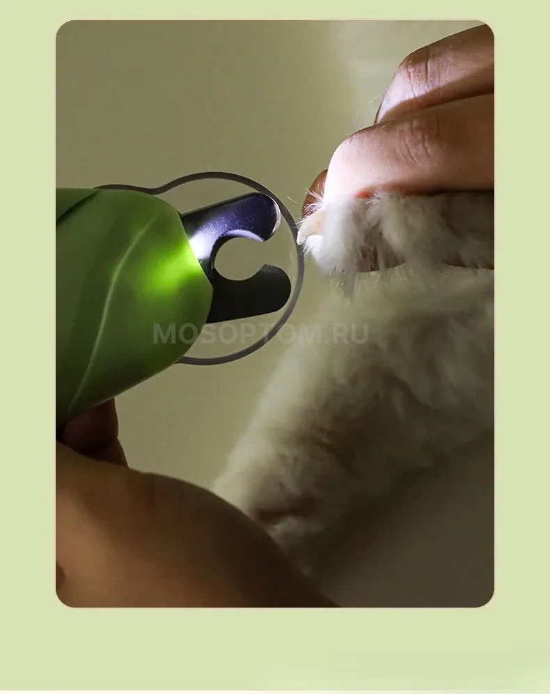 Когтерез-кусачки для домашних животных Pet Nail Clippers с защитой от брызг и светодиодной подсветкой и пилочкой оптом - Фото №5