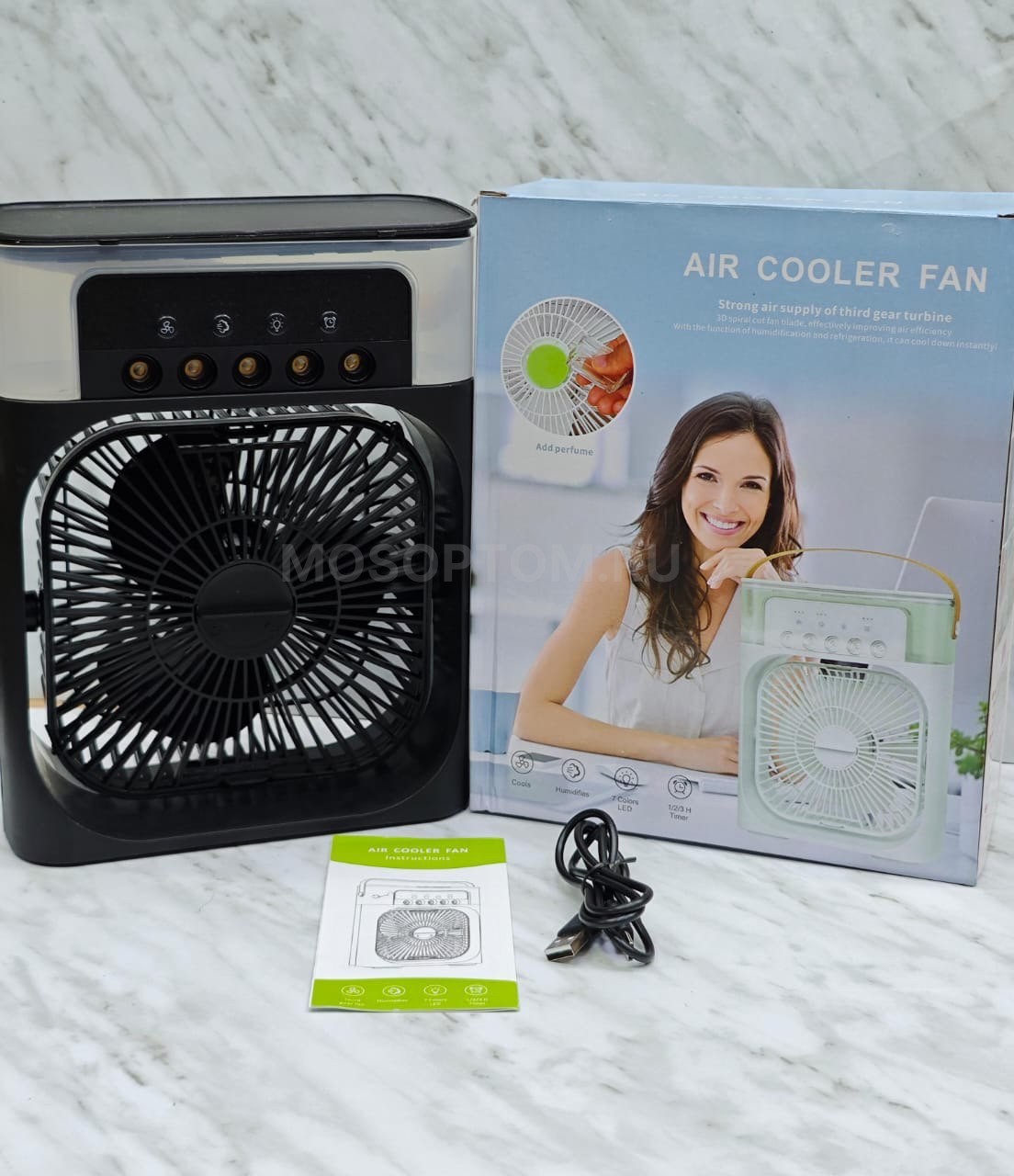 Настольный кондиционер, вентилятор с функцией увлажнения воздуха Air Cooler Fan оптом - Фото №4