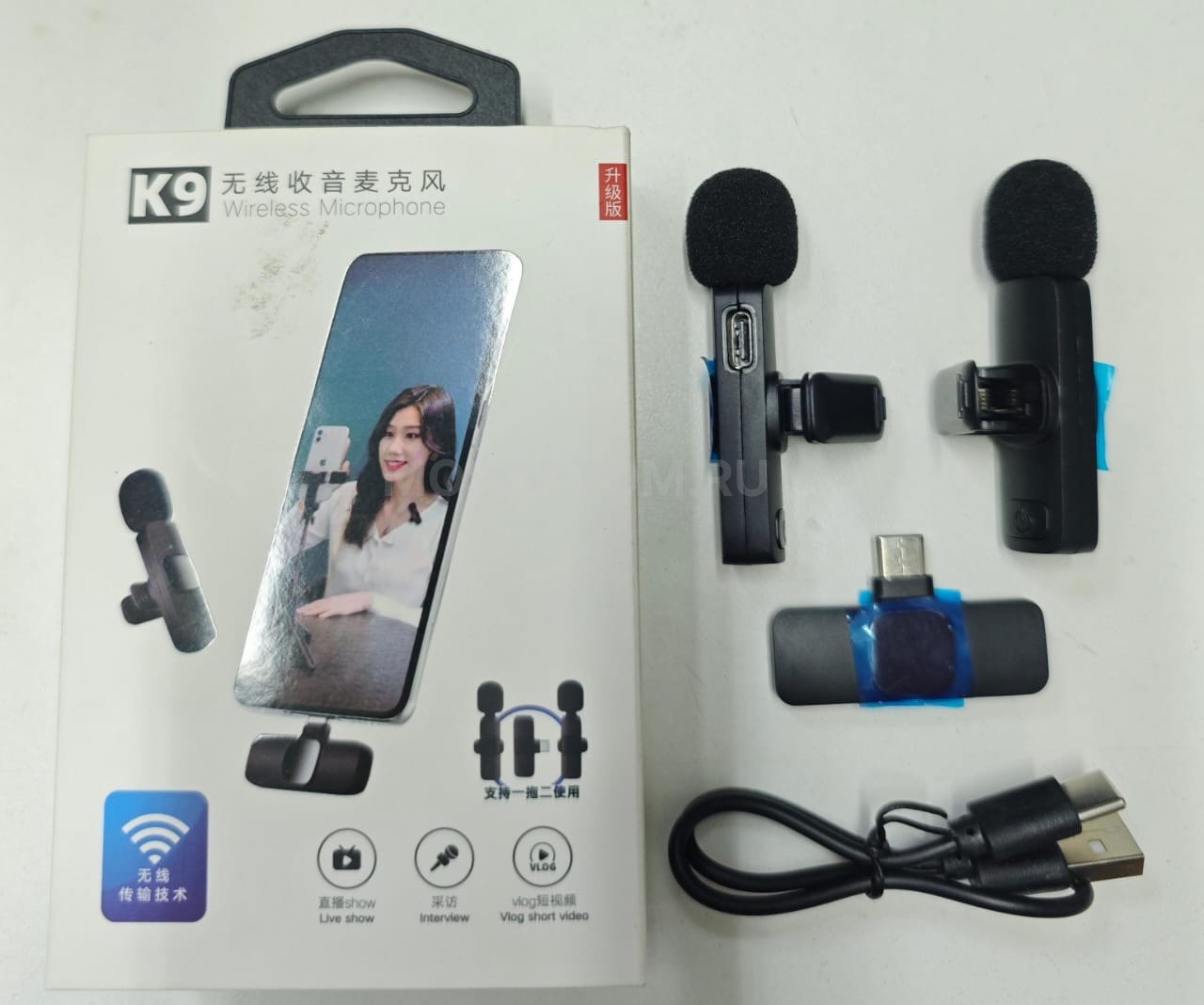 Микрофон петличный Wireless Microphone K9 беспроводной оптом - Фото №2