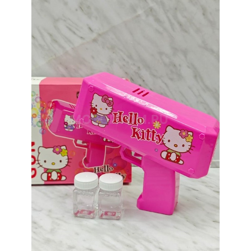 Пистолет для мыльных пузырей на батарейках Bubble Gun Hello Kitty розовый оптом