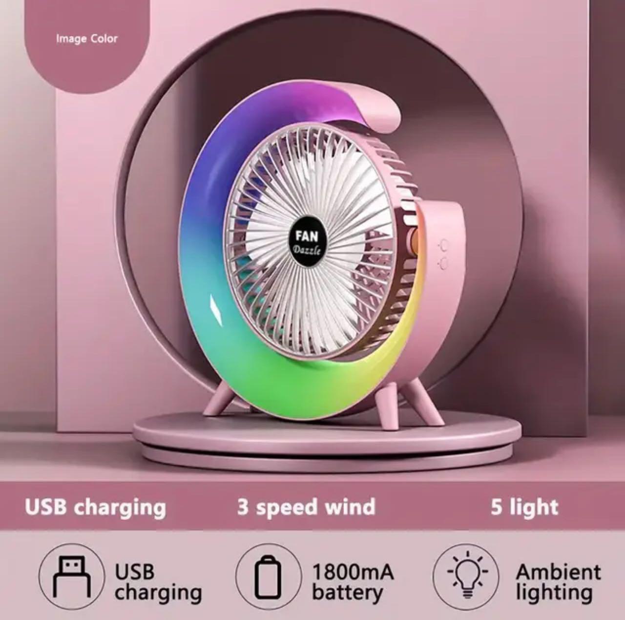 Вентилятор настольный с подсветкой Colorful Desktop Fan качество AAA оптом - Фото №23