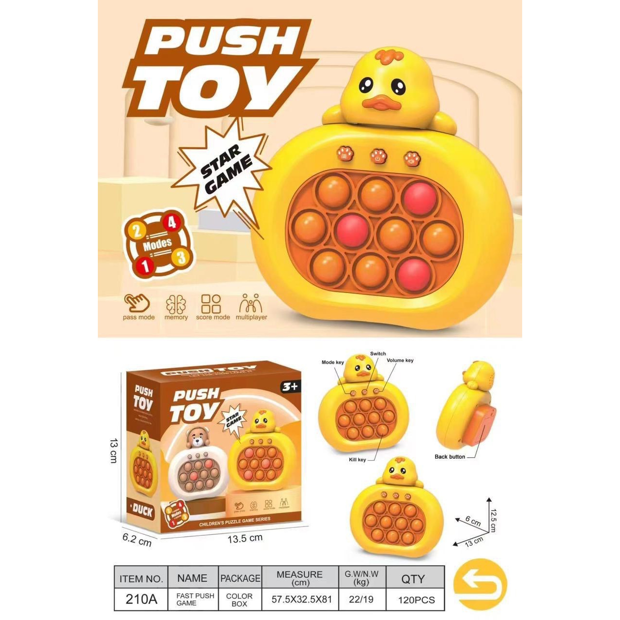 Антистресс игрушка Pop it Утенок Push Toy оптом