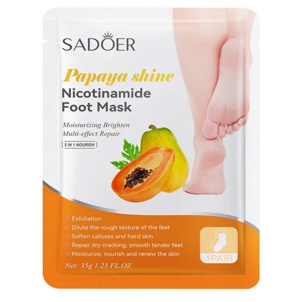 Маска пилинг-носочки для ног Sadoer Papaya Shine Nicotinamide Foot Mask 35г оптом